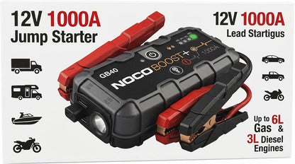 NOCO Portable Lithium Jump Starter for Cars, Trucks, RVs, Boats & More up to 6L Gas or 3L Diesel Engines - 12V 1000A