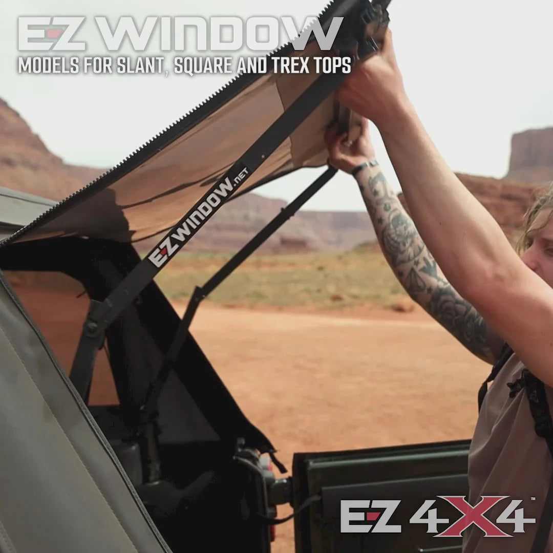 EZ4X4 EZWindow Square Back for Jeep JLU – Fits 2018 & Up – Soft-Top Rear Window, Pull-to-Open, Easy Install