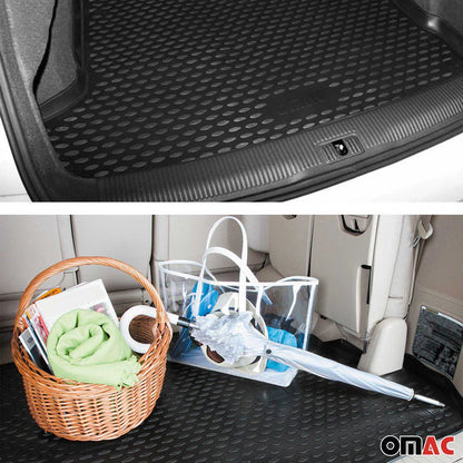 OMAC USA Cargo Liner Trunk Rubber Mat for Wagon – Fits with 2013-2016 Audi A6 C7 Allroad Quattro – All Weather, Black (1PC)