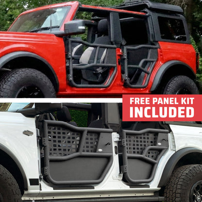 EZ4X4 2021 & Up Bronco 4DR Alpha Aluminum Tube Doors + FREE Removable MOLLE Panels
