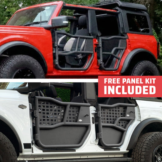 EZ4X4 2021 & Up Bronco 4DR Alpha Aluminum Tube Doors + FREE Removable MOLLE Panels