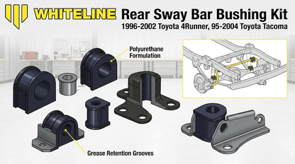 Whiteline Rear Sway Bar Bushing Kit for SUVs & Cars - Fits 1996-2002 4Runner, 1995-2004 Tacoma
