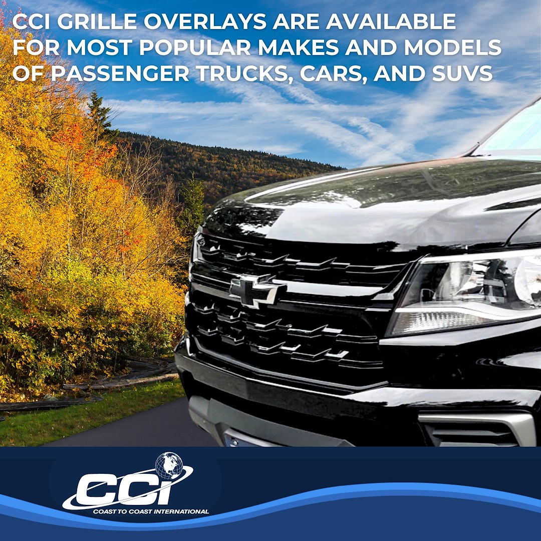 Coast to Coast Chevrolet Colorado 21-22 LT/WT Grille Overlay, Gloss Black (GI181BLK)