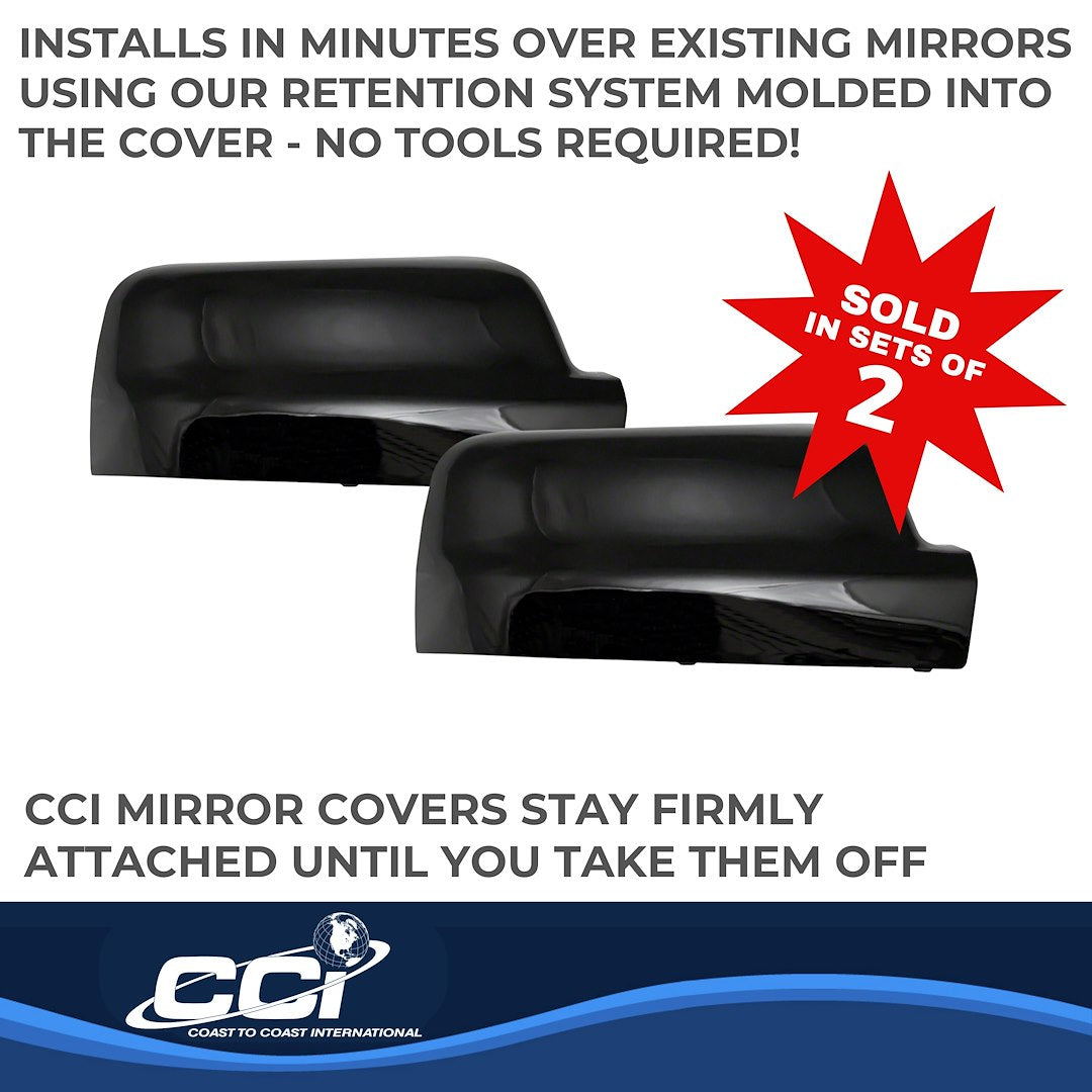 Coast to Coast Ram 1500 19-25 (Top Half w/o Turn Signal) Mirror Covers, Gloss Black (CCIMC67535BK)