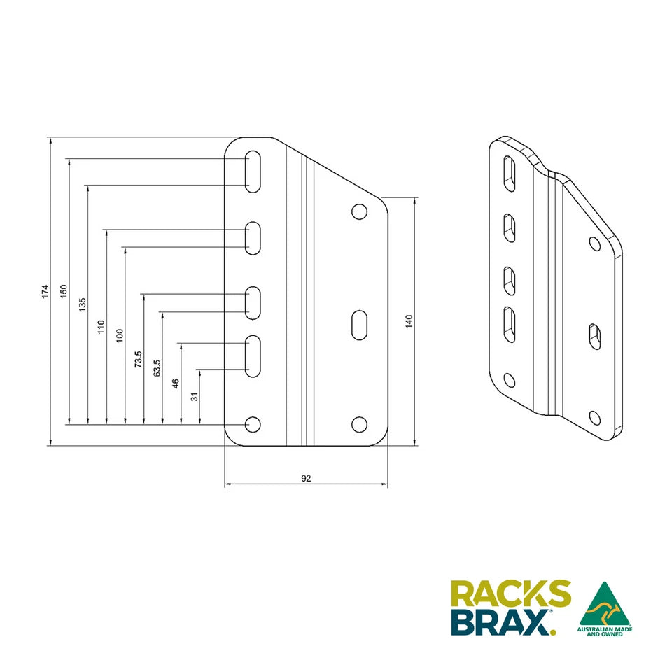 RacksBrax XD Multi-Awn Adaptor Double Universal Vehicle Awning Mount Adapter XD Hitch Compatible
