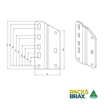 RacksBrax XD Multi-Awn Adaptor Double Universal Vehicle Awning Mount Adapter XD Hitch Compatible
