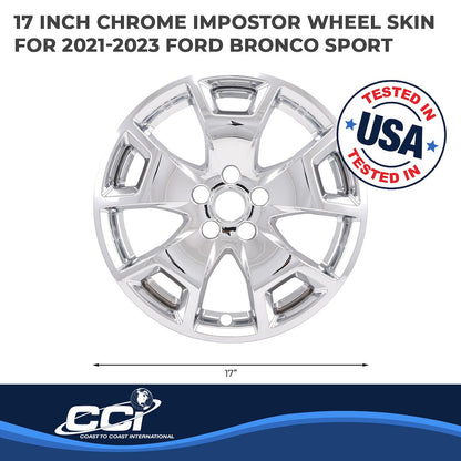 Coast to Coast IMPostor Wheel Skins 17", Chrome, Set of 4 – Fits 2021-23 Ford Bronco Sport Base (IMP476X)