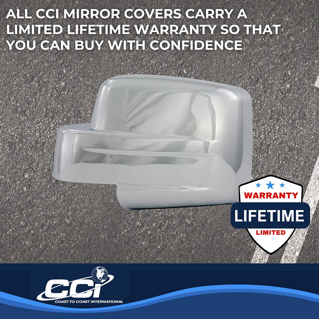 Coast to Coast Jeep Patriot 07-17 (Full w/o Turn Signal) Mirror Covers, Chrome (CCIMC67424)