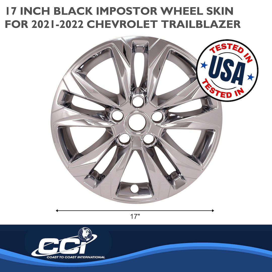 Coast to Coast IMPostor Wheel Skins 17", Chrome, Set of 4 – Fits 2021-23 Chevrolet Trailblazer LS (IMP469X)