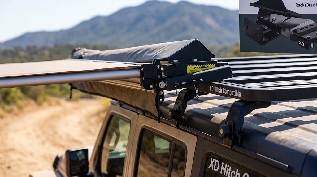 RacksBrax XD Multi-Awn Adaptor Double Universal Vehicle Awning Mount Adapter XD Hitch Compatible