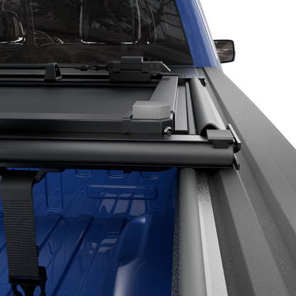 hard aluminum tonneau cover for Toyota Tundra installed on truck bed with secure features