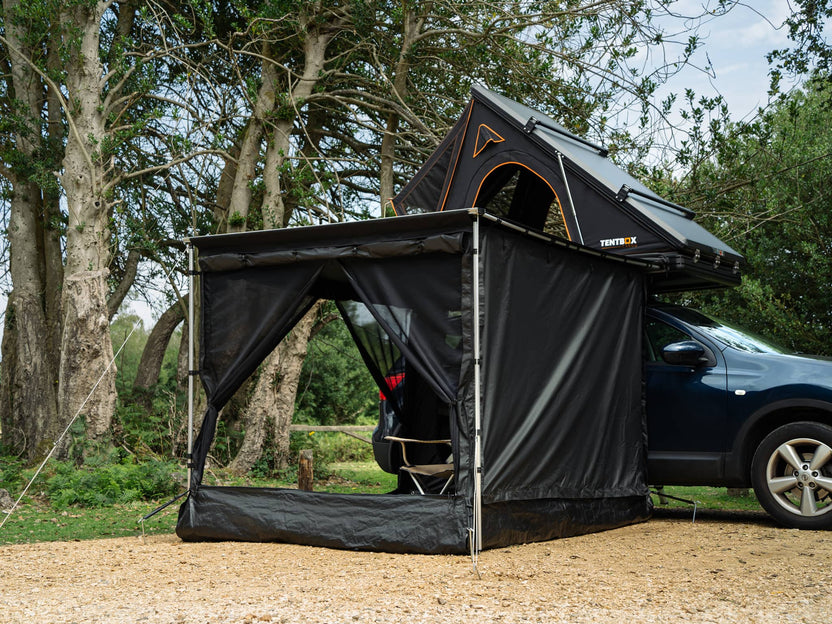 TentBox Regular Awning Room for Cars - Fits Regular Cars (Up to 67in) - Compact Waterproof Camping Shelter