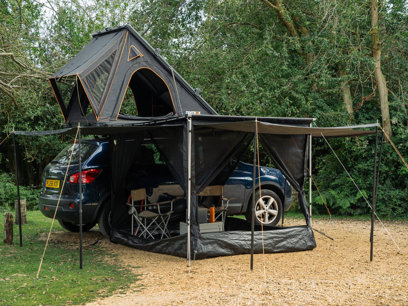 TentBox Regular Awning Room for Cars - Fits Regular Cars (Up to 67in) - Compact Waterproof Camping Shelter