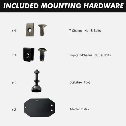 RinseKit Rack Shower Adapter Brackets for Toyota Bed Rails - Stainless Steel with T-Bolts