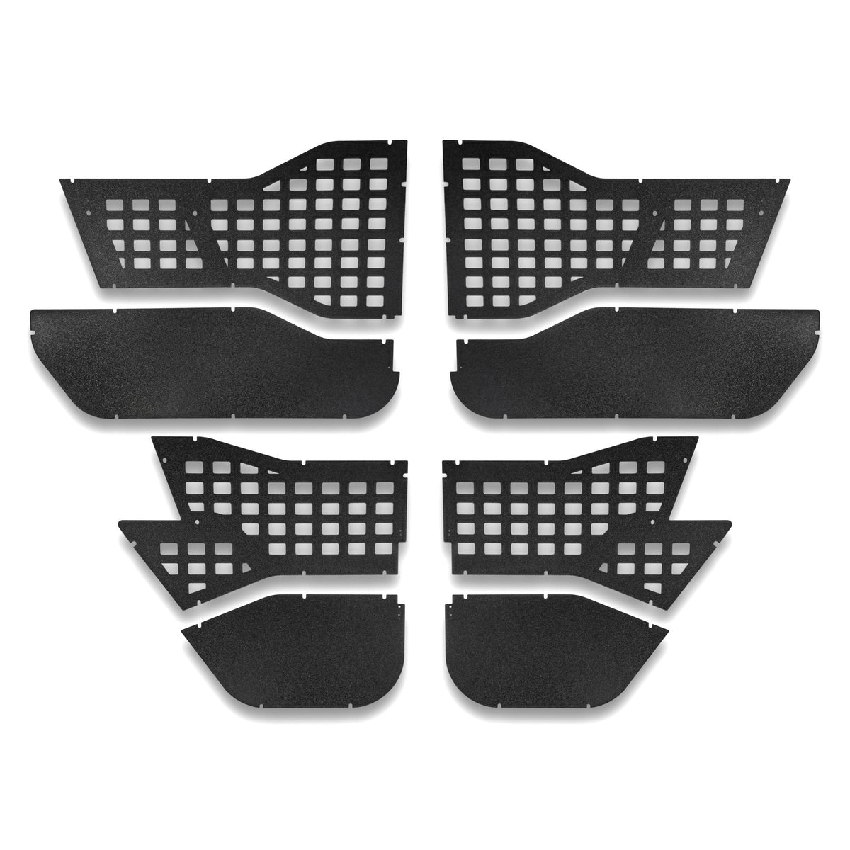 EZ4X4 2007–2018 Jeep JKU Wrangler 4DR Alpha Tube Door Replacement Panels (Upper MOLLE & Solid Lower)
