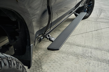 Body Armor E-Power Board Steps - Matte Black Aluminum - Fits 2015–2024 Ford F-150, 2017–2024 Ford Raptor, 2022–2024 F-150 Lightning, 2017–2024 F-250/F-350 Super Duty Crew Cab