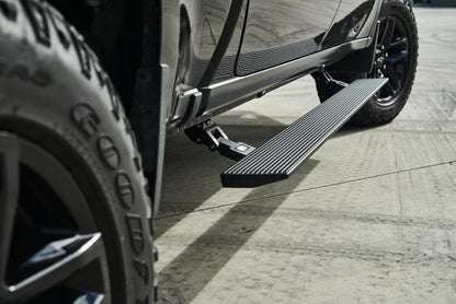 Body Armor E-Power Board Steps - Matte Black Textured Finish, Heavy-Duty Aluminum, LED Lit - Fits 2019–2024 Chevrolet Silverado/GMC Sierra 1500, 2500/3500 Crew Cab