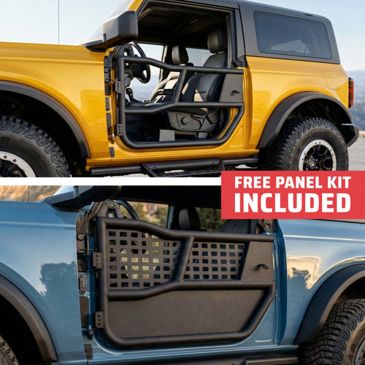 EZ4X4 2021 & Up Bronco 2DR Alpha Aluminum Tube Doors + FREE Removable MOLLE Panels