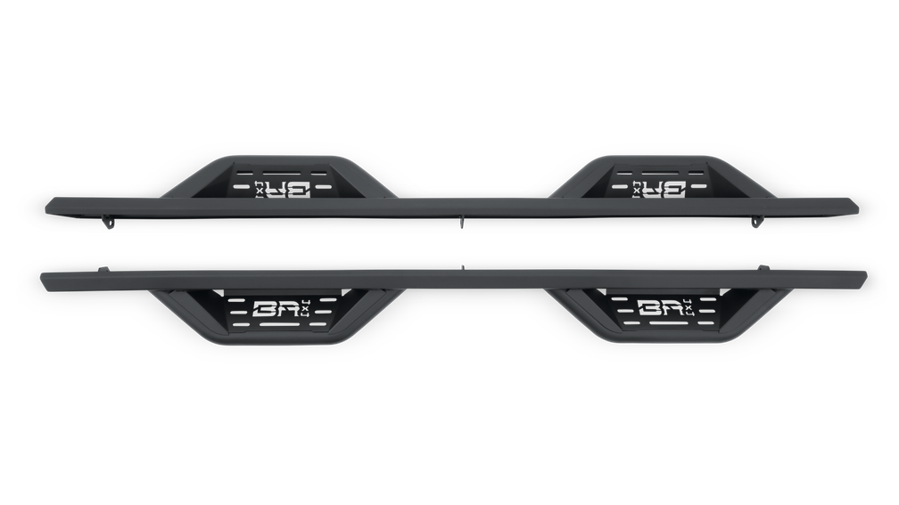 Body Armor Ambush Side Steps - Black Matte Textured Steel - Fits 2009-2018 Dodge RAM 1500 Crew Cab, 2018-2024 Dodge RAM 1500 Crew Cab (Classic Body Style), 2010-2024 RAM 2500/3500/4500/5500 Crew Cab