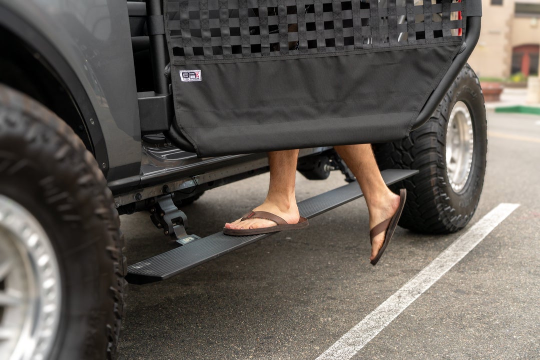 Body Armor E-Power Board Steps - Matte Black Textured Finish, Heavy-Duty Aluminum, LED Lit - Fits 2021–2024 Ford Bronco 4-Door