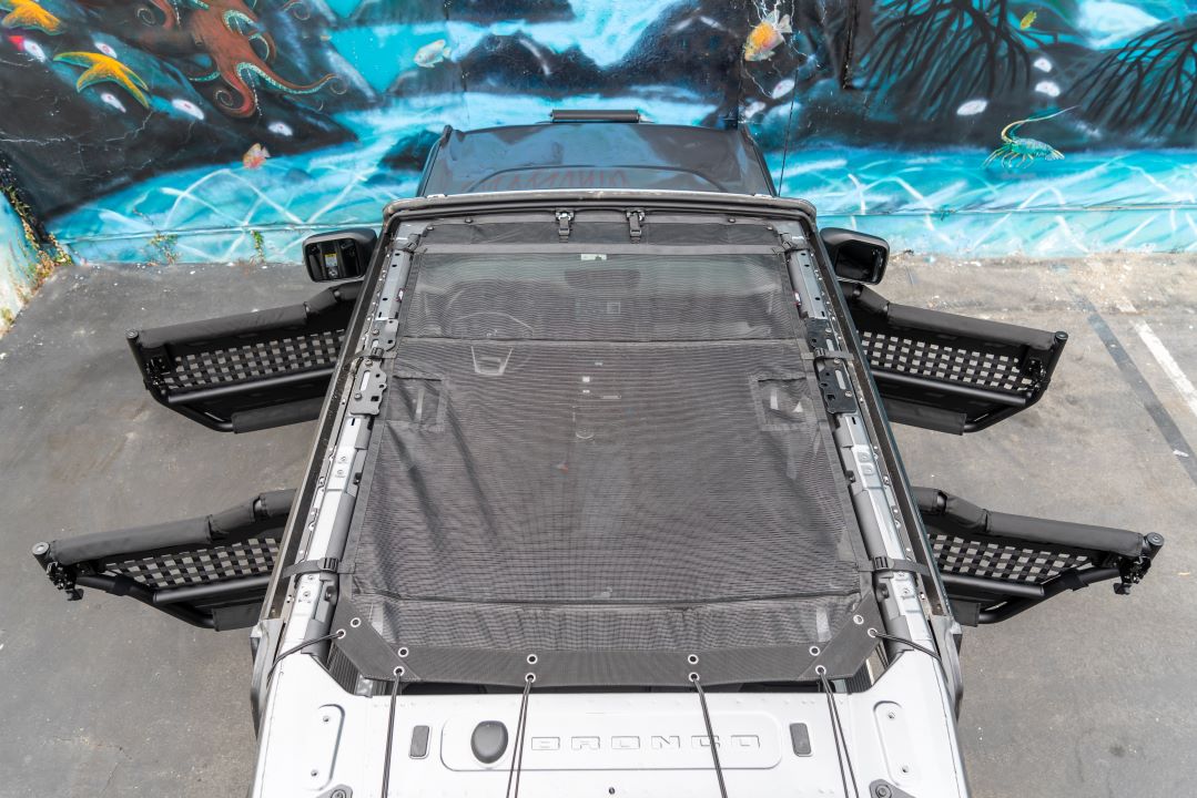 Body Armor Mesh Top - Heavy-Duty Black Nylon, UV & Mildew Resistant - Fits 2021-2024 Ford Bronco 4 Door