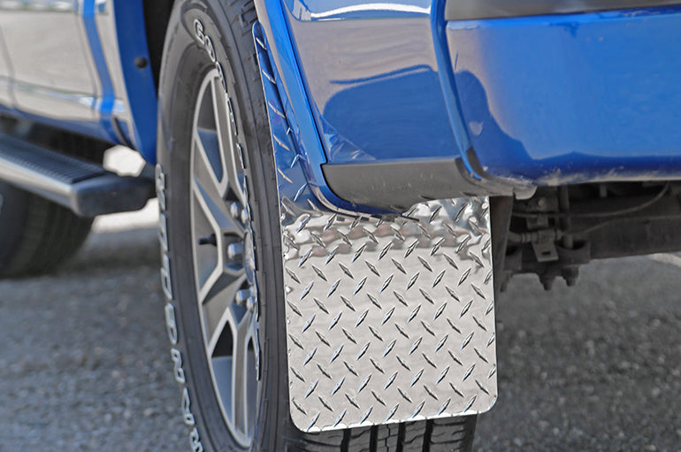 Dee Zee Brite-Tread Aluminum Diamond Plate Mud Flaps, Radius Curve 11" x 19"