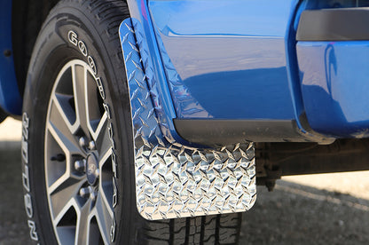 Dee Zee Brite-Tread Aluminum Diamond Plate Mud Flaps, Radius Curve 11" x 19"