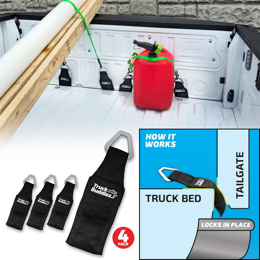 EZ4X4 Truck Buddiez 4-Pack Tailgate Tie-Down Anchors – Fits Most Pickup Trucks & Jeep Gladiator
