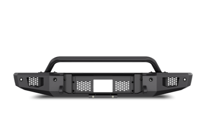 Body Armor Odyssey Front Bumper - Textured Black Powder-Coated Steel - Fits 2021-2024 Ford Bronco (With Bull Bar, Winch Mount, D-Ring Mounts)