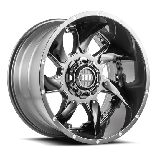 Grid Off-Road GD01 Wheel 20x9, 6x135 / 6x139.7, +15mm Offset, Gloss Graphite / Milled (GD0120090237G1508)