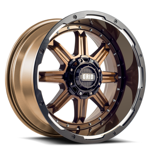 Grid Off-Road GD10 Wheel 20x9, 6x139.7, +18mm Offset, Gloss Bronze / Black Lip (GD1020090655R1810)
