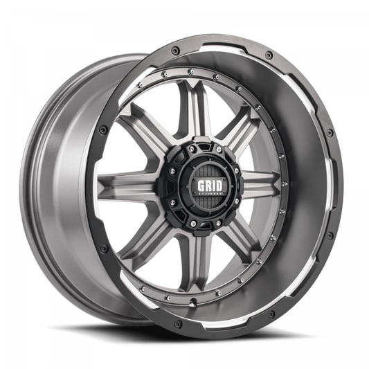 Grid Off-Road GD10 Wheel 20x10, 5x150, -25mm Offset, Matte Anthracite / Black Lip (GD1020100550A210)