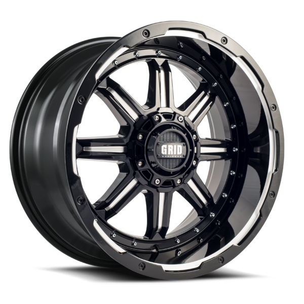 Grid Off-Road GD10 Wheel 20x9, 5x127 / 5x139.7, +15mm Offset, Gloss Black / Milled (GD1020090052M1587)