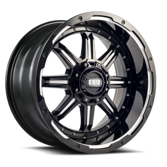 Grid Off-Road GD10 Wheel 20x9, 5x127 / 5x139.7, +15mm Offset, Gloss Black / Milled (GD1020090052M1587)