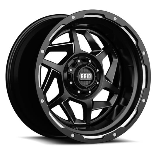 Grid Off-Road GD14 Wheel 20x9, 8x170, +15mm Offset, Gloss Black / Milled (GD1420090870M1525)