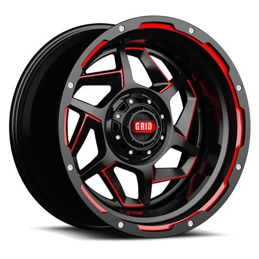 Grid Off-Road GD14 Wheel 17x9, 5x127 / 5x139.7, 0mm Offset, Gloss Black / Red (GD1417090052E0087)