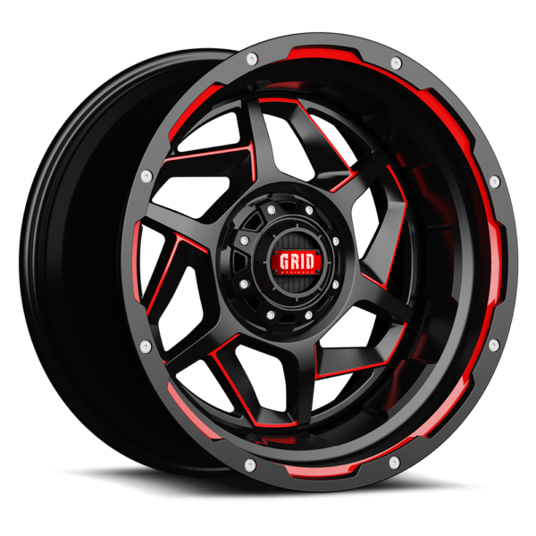 Grid Off-Road GD14 Wheel 20x9, 6x135 / 6x139.7, +15mm Offset, Gloss Black / Red (GD1420090237E1508)