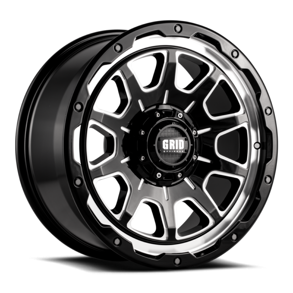 Grid Off-Road GD15 Wheel 20x9, 5x127 / 5x139.7, -12mm Offset, Gloss Black / Milled (GD1520090052M187)