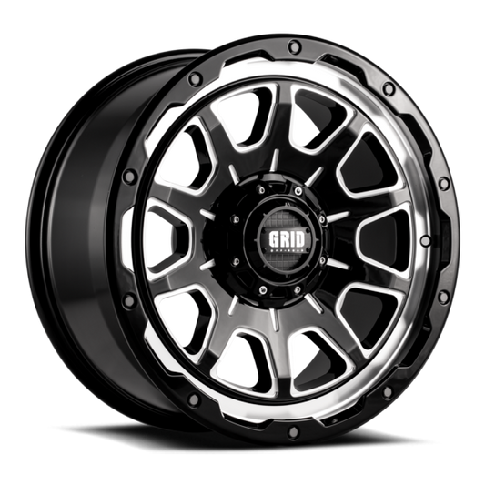 Grid Off-Road GD15 Wheel 20x9, 5x150, 0mm Offset, Gloss Black / Milled (GD1520090550M0010)