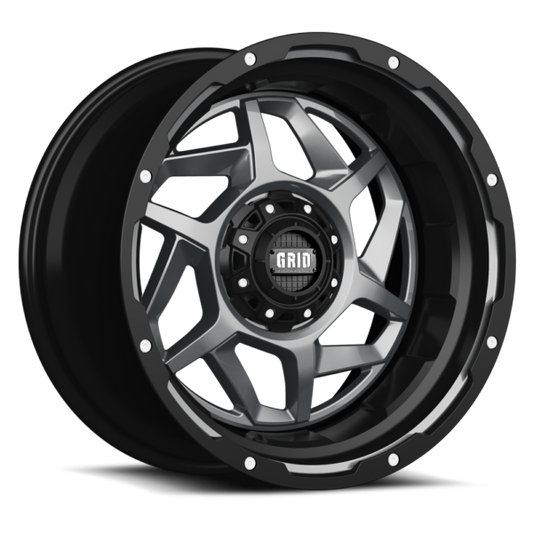 Grid Off-Road GD14 Wheel 20x9, 5x150, +15mm Offset, Matte Anthracite / Black Lip (GD1420090550A1510)