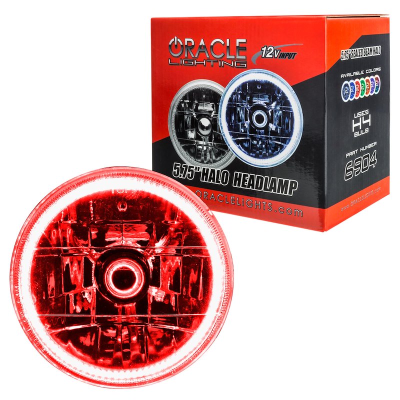 Oracle Headlight Assembly 5.75-Inch Round Red Halo Chrome Housing