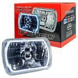 Headlight Assembly; LED Bulb; Sealed Beam; H6054 LED; White Halo; 7 Inch x 6 Inch Rectangular; Chrome Housing; Single