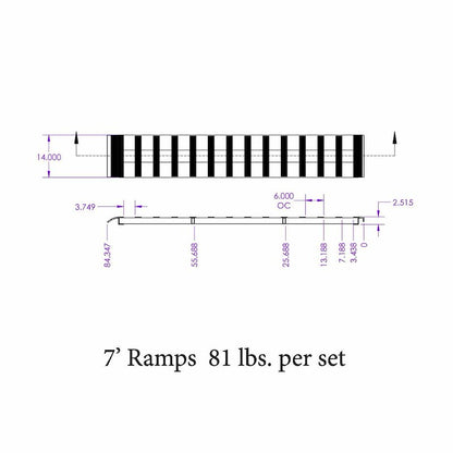 Gen-Y Hitch Non-Folding Aluminum Pickup Truck Bed Ramps for Loading - 7ft, 14 in Wide, 3,000 lb Capacity - Set of 2