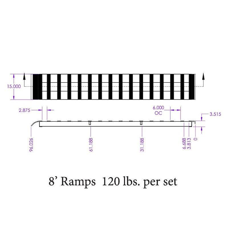 Gen-Y Hitch Non-Folding Aluminum Pickup Truck Bed Ramps for Loading - 8ft, 15 in Wide, 5,000 lb Capacity - Set of 2