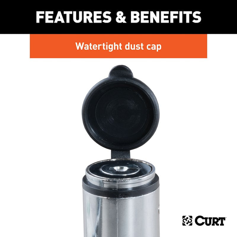 CURT Trailer Hitch Lock – 5/8-Inch Barbell Pin for 2 Inch Receiver – Chrome Plated Steel with Keys & Dust Cap
