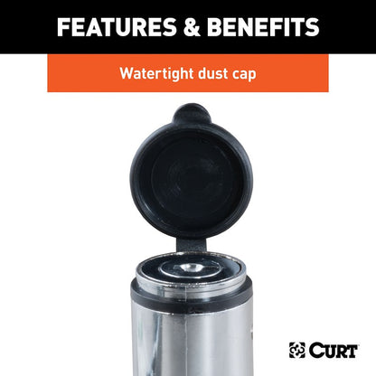 CURT Trailer Hitch Lock – 5/8-Inch Barbell Pin for 2 Inch Receiver – Chrome Plated Steel with Keys & Dust Cap