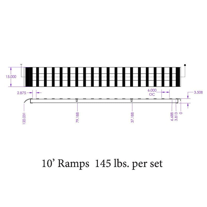 Gen-Y Hitch Non-Folding Aluminum Pickup Truck Bed Ramps for Loading - 10ft, 15 in Wide, 5,000 lb Capacity - Set of 2