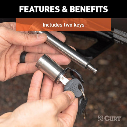 CURT Hitch Lock – 5/8" Barbell Pin for 2 & 2-1/2 Inch Receiver ,Stainless Steel