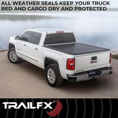 TrailFX Hard Trifold Tonneau Cover for Pickup Trucks - Fits 2005-21 Nissan Frontier, 5 Ft. (With Utili-Track System)