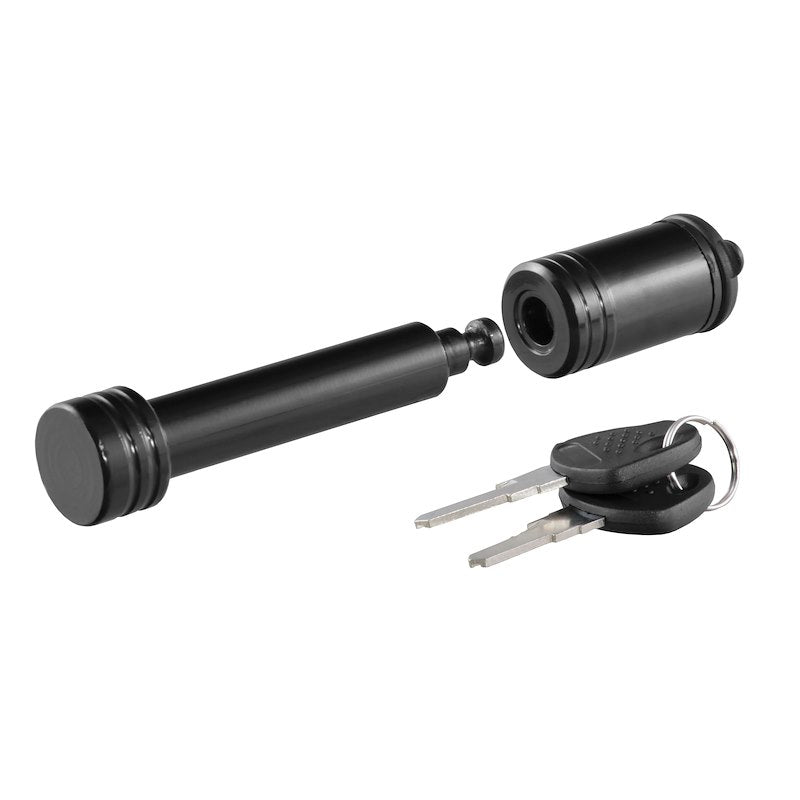 CURT Trailer Hitch Lock – 5/8-Inch Barbell Pin for 2 Inch Receiver – Black Powder-Coated Steel with Keys & Dust Cap
